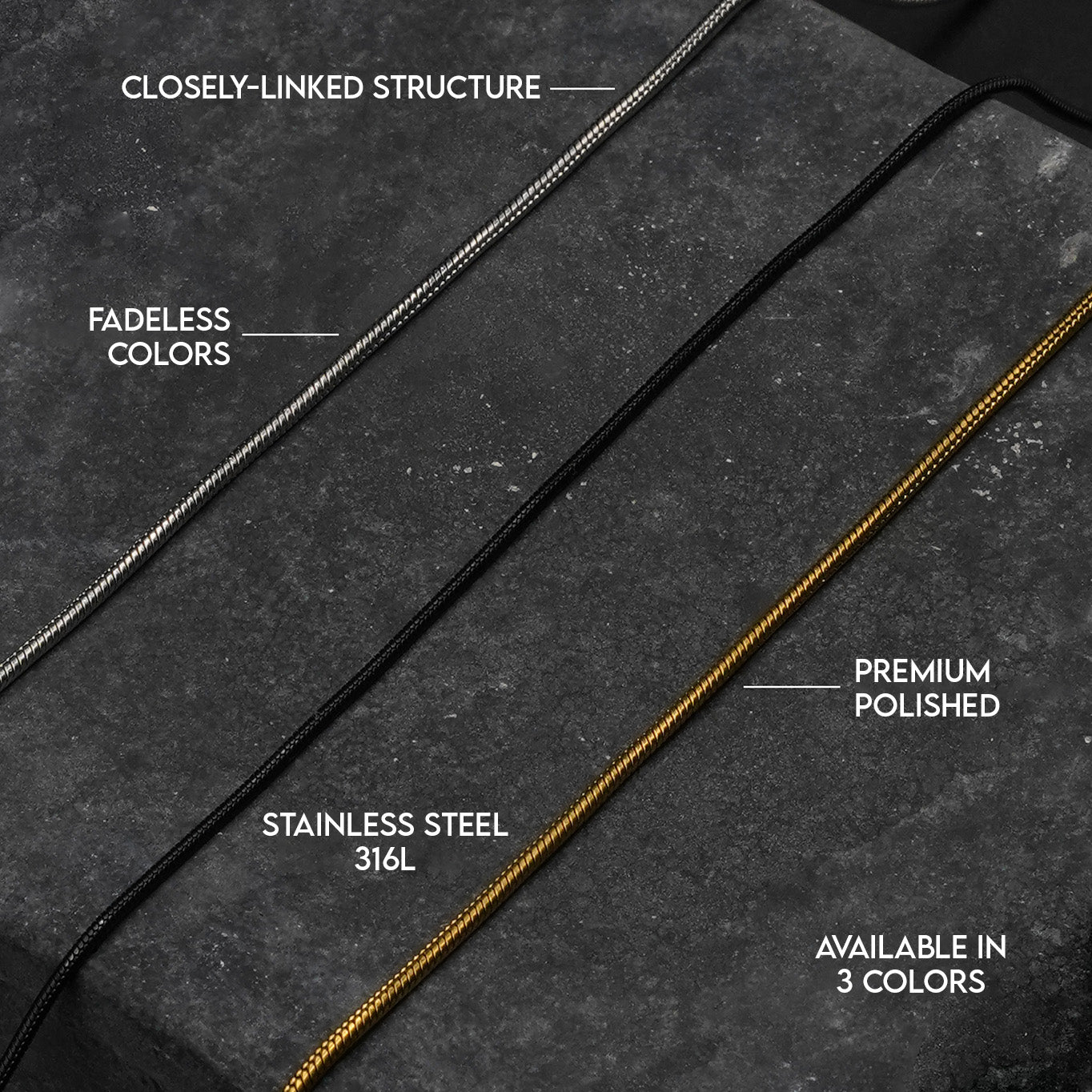 Round Snake Chain (Gold) - Biraaj