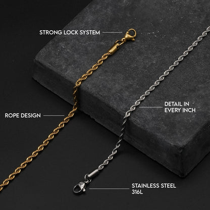 Rope Chain 3mm (Gold) - Biraaj