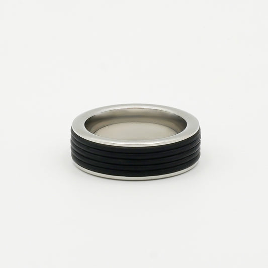 Dual-Tone Grooved Band Ring